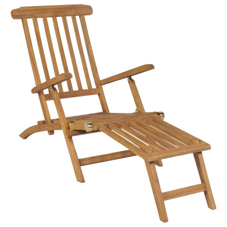 Chaises de terrasse avec repose-pied 2 pcs Bois de teck solide