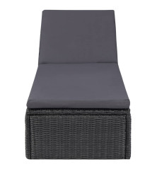 Chaise longue Résine tressée Noir et gris foncé