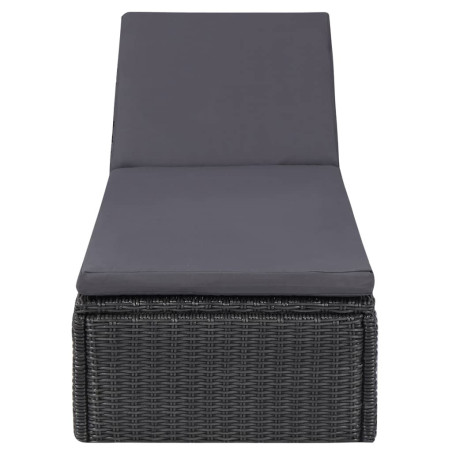Chaise longue Résine tressée Noir et gris foncé