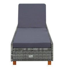 Transat avec coussin Résine tressée Gris