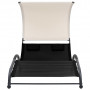 Chaise longue double avec auvent Textilène Noir