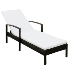 Chaise longue avec coussin Résine tressée Marron