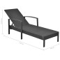 Chaise longue avec coussin Résine tressée Noir Chaise longue avec coussin Résine tressée Noir