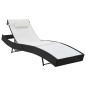 Chaises longues 2 pcs et table Résine tressée et textilène Noir Chaises longues 2 pcs et table Résine tressée et textilène Noir