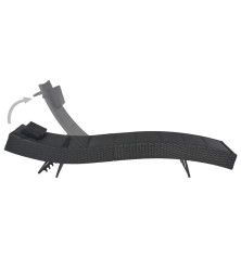 Chaise longue Résine tressée et textilène Noir