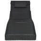 Chaise longue Résine tressée et textilène Noir Chaise longue Résine tressée et textilène Noir