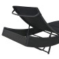 Chaise longue Résine tressée et textilène Noir Chaise longue Résine tressée et textilène Noir
