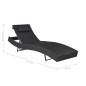 Chaise longue Résine tressée et textilène Noir Chaise longue Résine tressée et textilène Noir