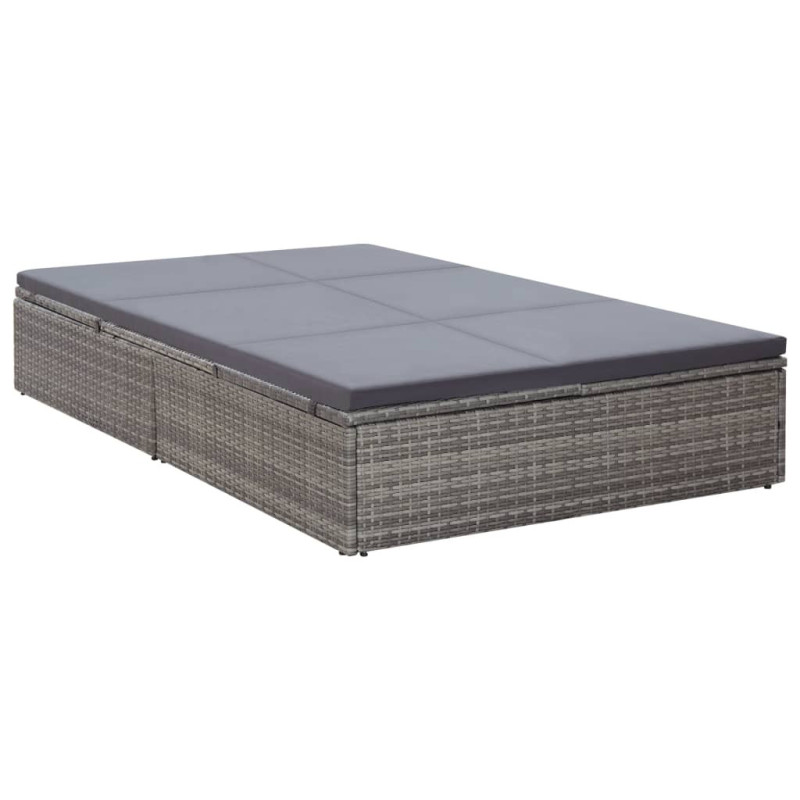 Chaise longue double avec coussin Résine tressée Gris Chaise longue double avec coussin Résine tressée Gris