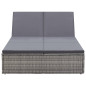 Chaise longue double avec coussin Résine tressée Gris Chaise longue double avec coussin Résine tressée Gris