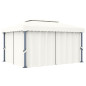 Tonnelle avec rideau 4x3 m Blanc crème Aluminium Tonnelle avec rideau 4x3 m Blanc crème Aluminium