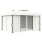 Tonnelle avec rideau 4x3 m Blanc crème Aluminium Tonnelle avec rideau 4x3 m Blanc crème Aluminium