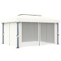 Tonnelle avec rideau 4x3 m Blanc crème Aluminium Tonnelle avec rideau 4x3 m Blanc crème Aluminium