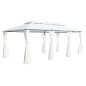 Belvédère avec rideaux 600x298x270 cm Blanc 180 g/m² Belvédère avec rideaux 600x298x270 cm Blanc 180 g/m²