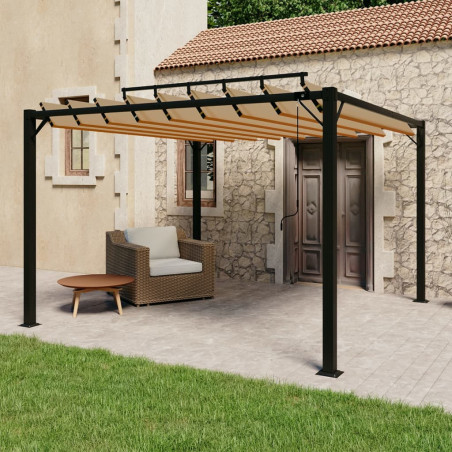Tonnelle avec toit à persienne 3x3 m Taupe Tissu aluminium