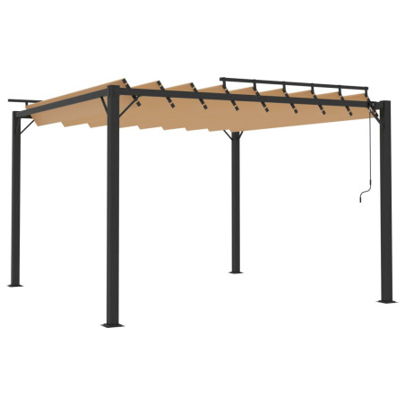 Tonnelle avec toit à persienne 3x3 m Taupe Tissu aluminium