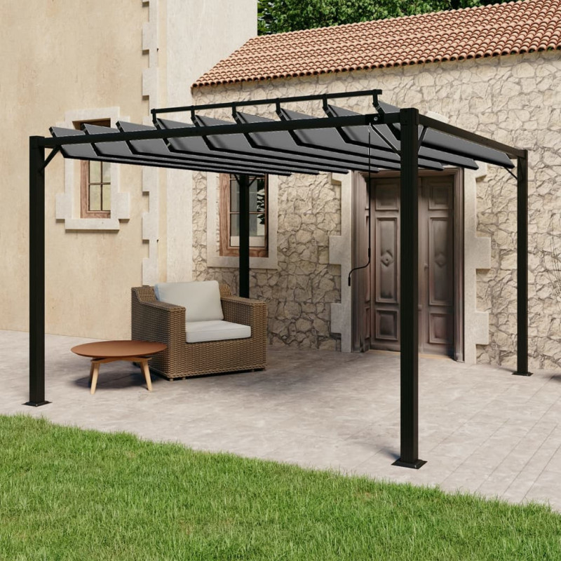 Tonnelle avec toit à persienne 3x3 m Anthracite Tissu aluminium