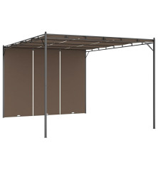 Belvédère de jardin avec rideau latéral 4x3x2,25 m Taupe