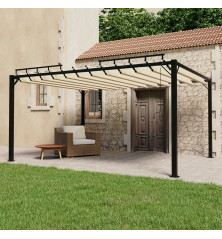 Tonnelle avec toit à persienne 3x4 m Crème Tissu et aluminium