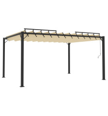 Tonnelle avec toit à persienne 3x4 m Crème Tissu et aluminium