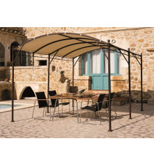 Tonnelle de jardin Illusion autoportante de 4x3m, vue ici avec une toile (en option) -  Tonnelle Illusion
