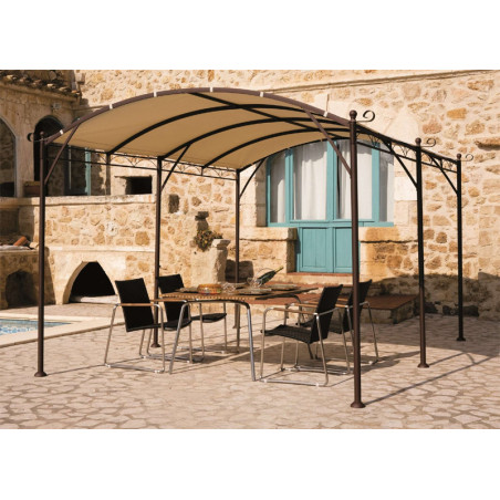 Tonnelle de jardin Illusion autoportante de 4x3m, vue ici avec une toile (en option) -  Tonnelle Illusion