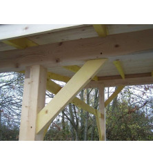 Carport bois AV3350BM monopente (3,25x5m) avec toit bitume. Pergola autoportée vue de gauche