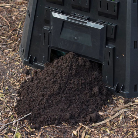 LVLONG Composteur de Jardin Gobelet Extérieur Mobile de Poubelle de Compost  avec des Roues, Composteur de Culbutage de Cour de Jardin Noir de 170 L/45  Gallons avec Poignée, Compostage Intensif : 
