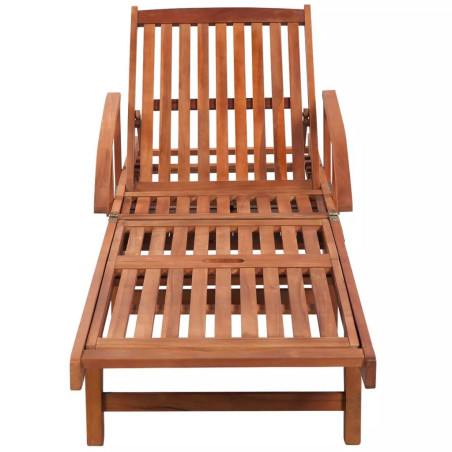 Chaises longues 2 pcs avec table Bois d'acacia solide
