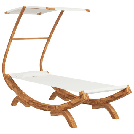 Hamac avec auvent 100x198x150 cm Bois courbé massif Crème