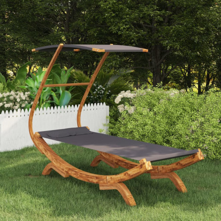 Hamac avec auvent 100x198x150 cm Bois courbé massif Anthracite