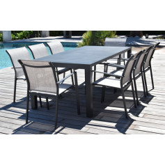 Table + chaises jardin XXL - Aluminium GRIS Graphite