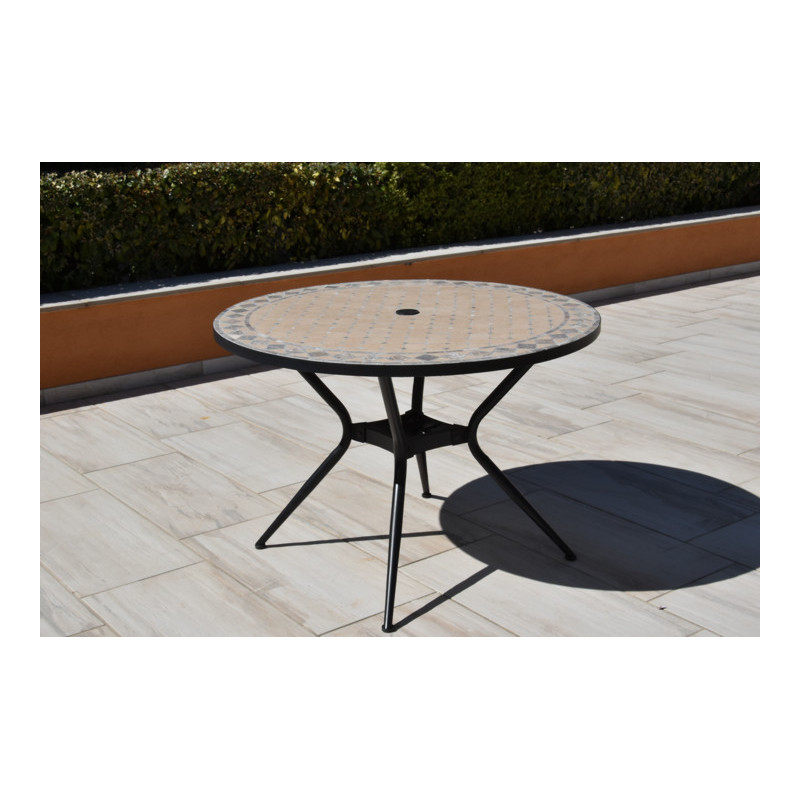 Table de jardin Ronde ZELIE - Métal et Mosaique Table de jardin Ronde ZELIE - Métal et Mosaique