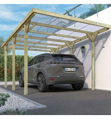 Carport bois 1 voiture - toit PVC -JEAN