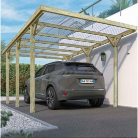 Carport bois 1 voiture - toit PVC -JEAN