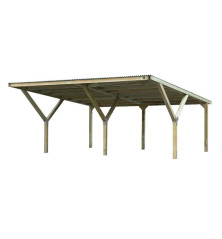 Carport bois Y double - toit PVC