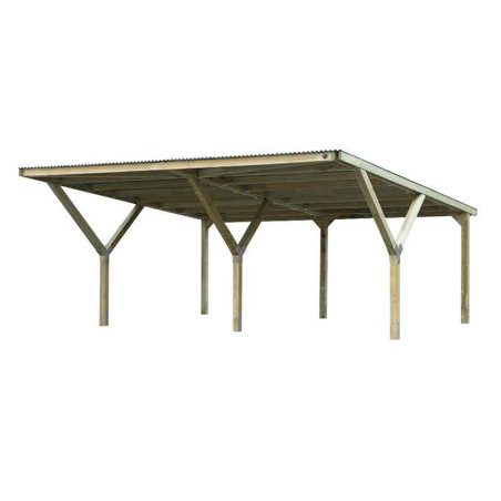 Carport bois Y double - toit PVC