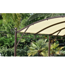Tonnelle murale ILLUSION 4x3m , vue en situation avec une toile  -  Tonnelle 4x3, ou pergola 4x3.