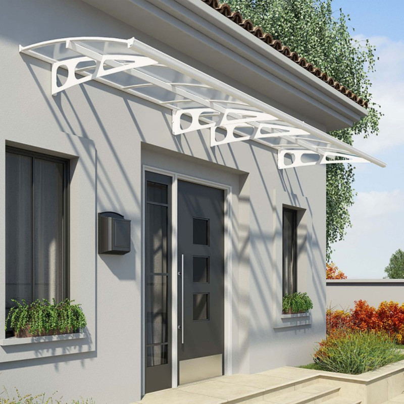 Marquise porte d'entrée Blanc - Bordeaux - 447 x 139 cm