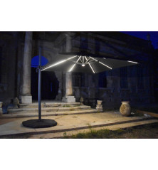 Parasol déporté bandeau  LED solaire CAPEO- Taupe