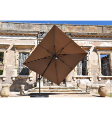 Parasol déporté bandeau  LED solaire CAPEO- Taupe