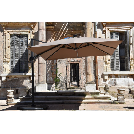 Parasol déporté bandeau  LED solaire CAPEO- GRIS