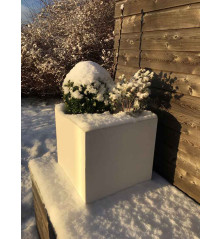 BAC à fleurs Carré - Béton Fibré Hydrofuge BLANC - 45x45x45