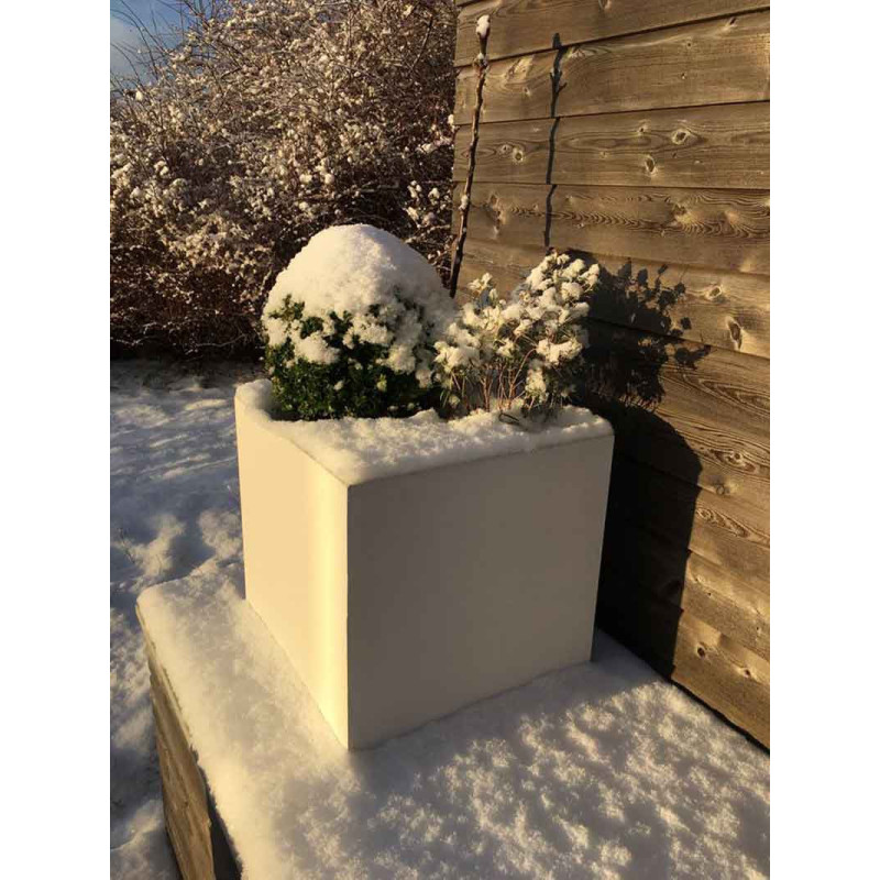 BAC à fleurs Carré - Béton Fibré Hydrofuge BLANC - 45x45x45