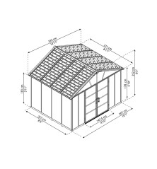 Abri de jardin en polycarbonate avec et sans plancher - Yukon -  9 m²
