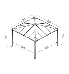 Tonnelle en aluminium et polycarbonate - Palermo - 360 x 360 cm