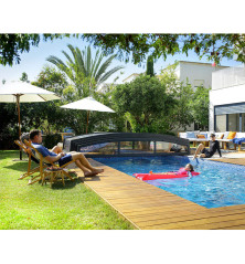 Abri de piscine en aluminium et polycarbonate - 8 x 4 m