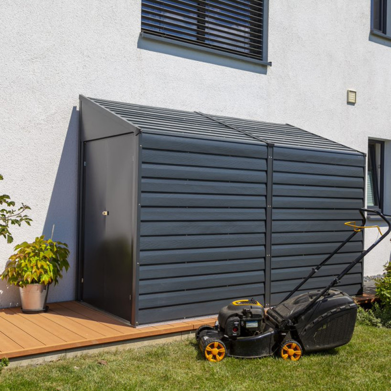 Abri de jardin adossé - Acier galvanisé - 3.5 m² - Gris