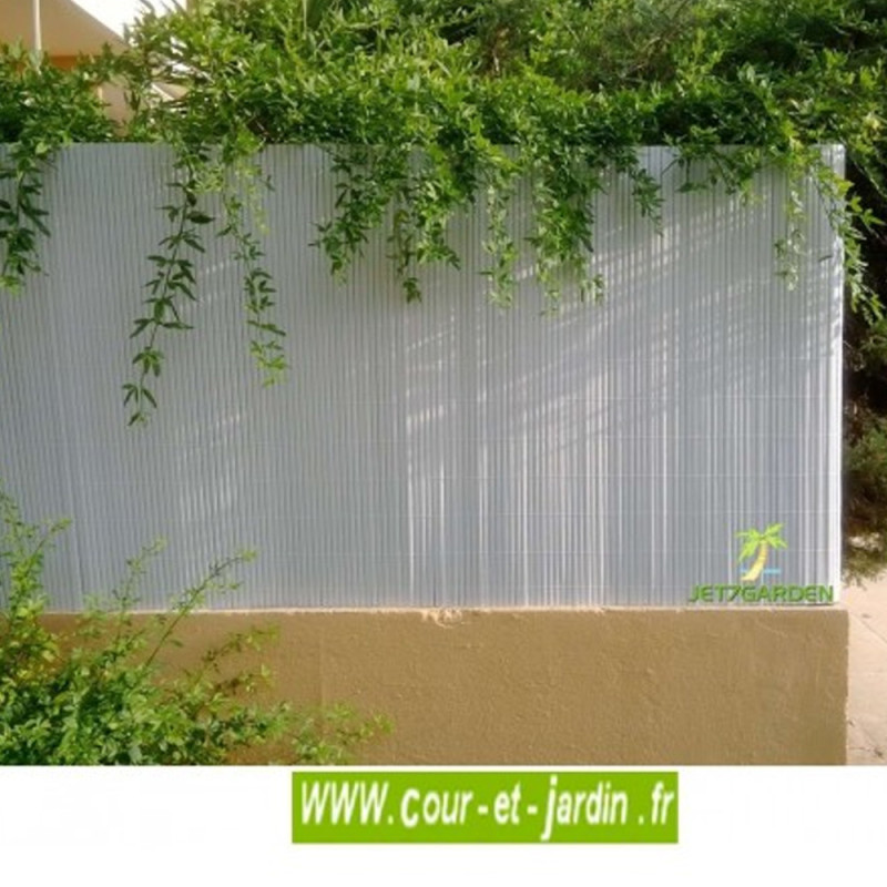 Canisses PVC blanc H120cm pour panneaux grillage 2,50m.