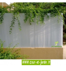 Canisses PVC blanc H150cm pour panneaux grillage 2,50m.